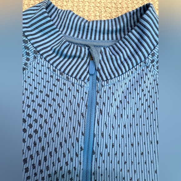 Lululemon Rest Less Cropped Half-Zip Top Jacket Thumbholes Grid Blue - Picture 6 of 9